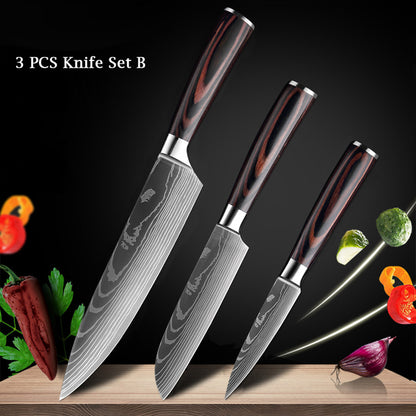 Japanese Knife Set - Damascus Style