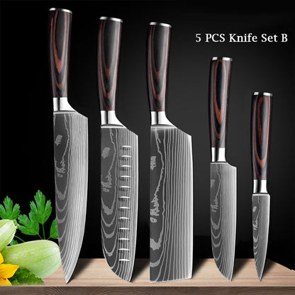 Japanese Knife Set - Damascus Style