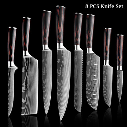 Japanese Knife Set - Damascus Style