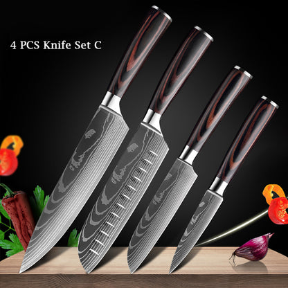 Japanese Knife Set - Damascus Style