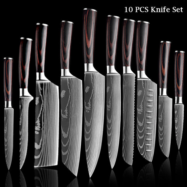 Japanese Knife Set - Damascus Style